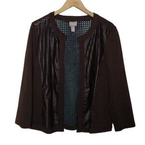 Chico's Brown Faux Leather Laser Cut Jacket Sz 2